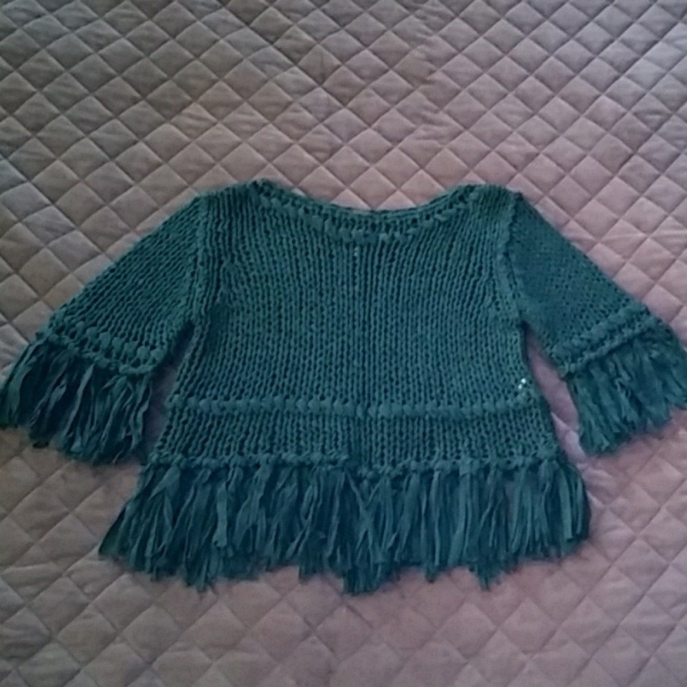 NWOT Free People knotted fringe crop top, sz XS